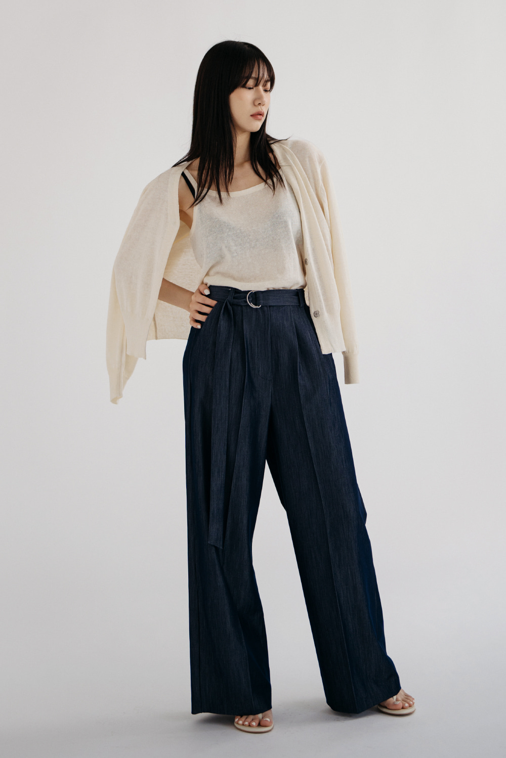 15128_Belt Polyester Trousers