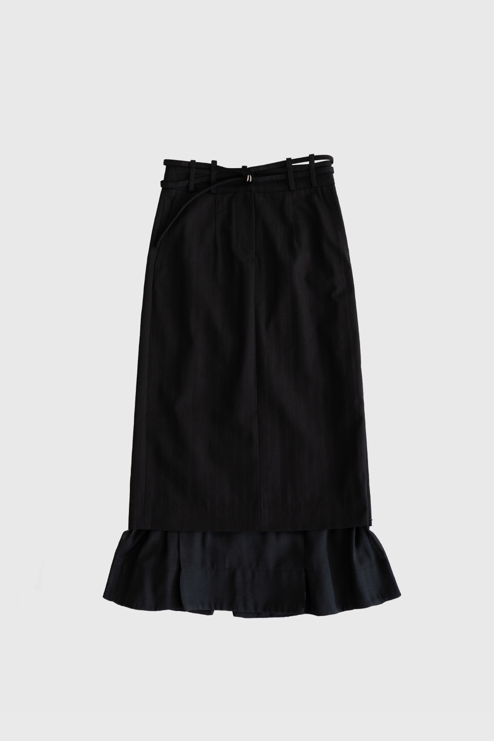 17618_Black Belted Midi Skirt