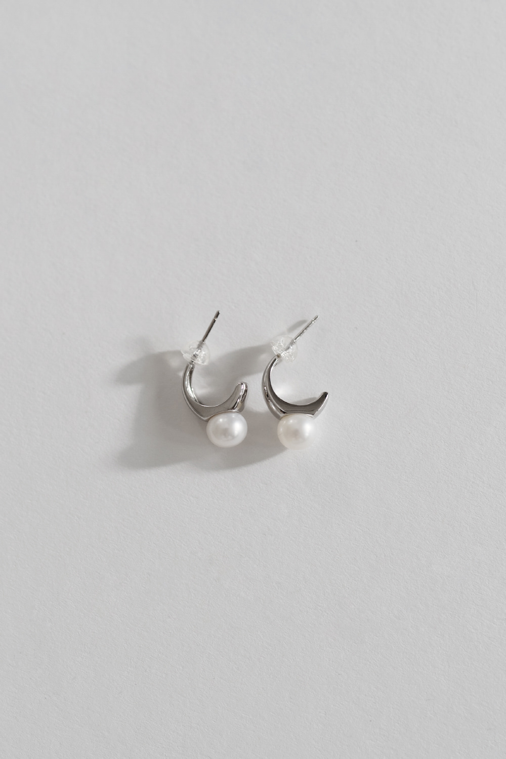 15758_Silver Mini Pearl Hoop Earrings